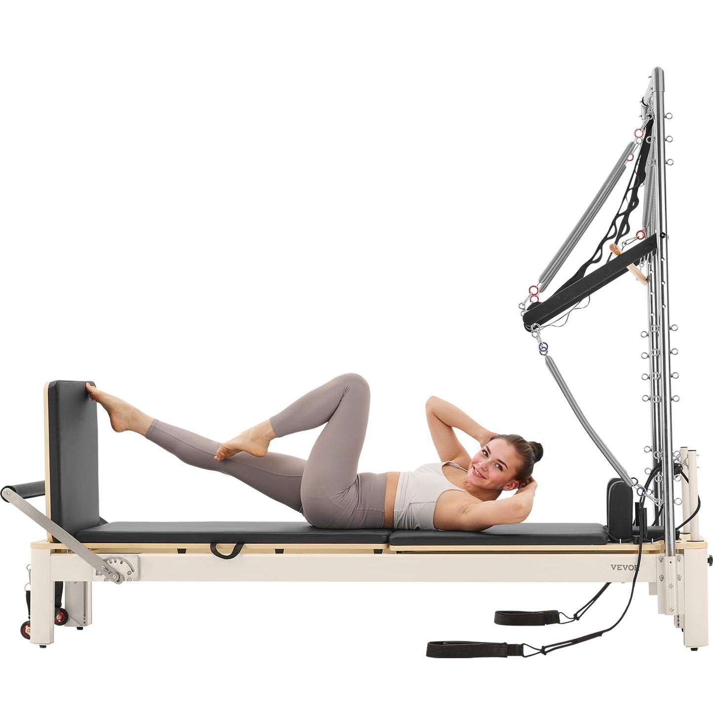 VEVOR Pilates Reformer, Pilates Machine for Home Gym Studio Use, Strength Training Workout Equipment with Dual Resistance, Reformer Box, and Jump Board, for Advanced Users and Beginners, Up to 400 LBS