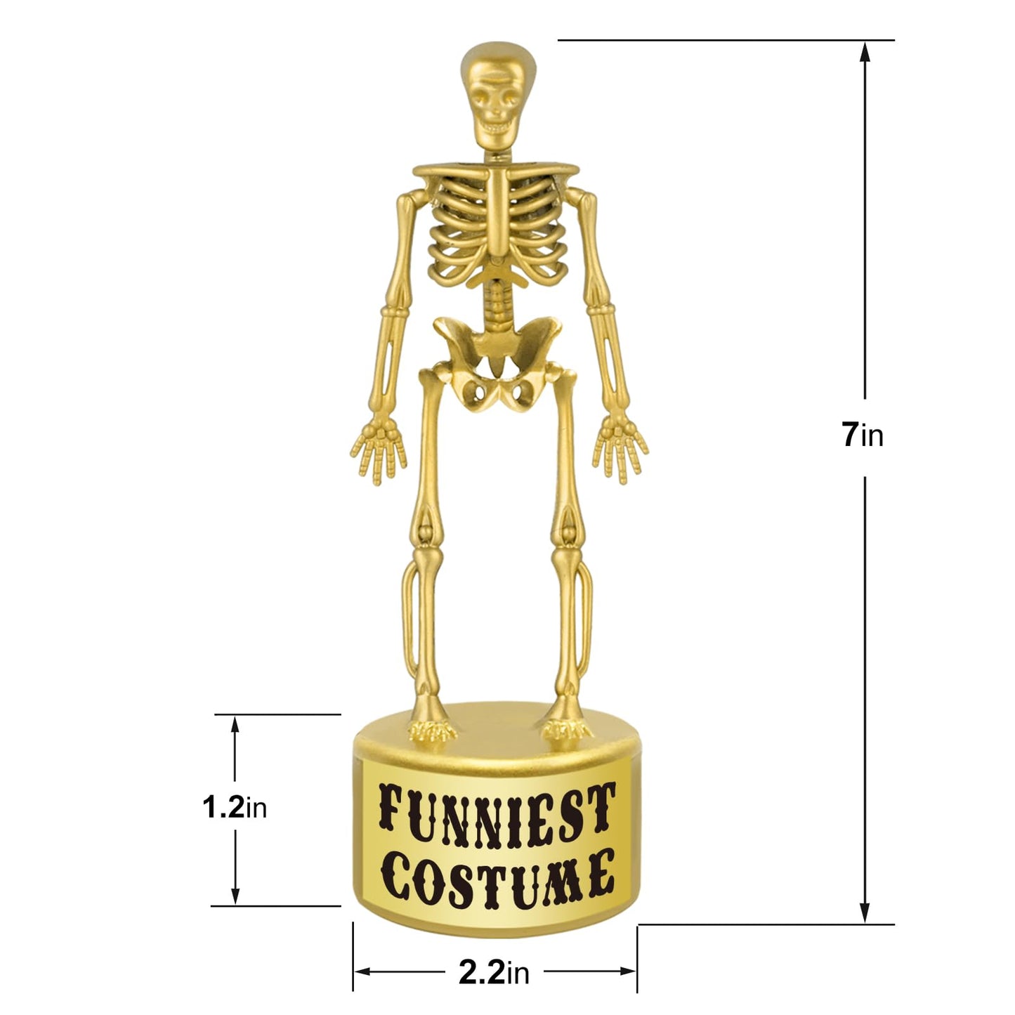 ORIENTAL CHERRY Halloween Party Supplies - Golden Best Costume Skeleton Trophies for Kids Adults Contest Awards Prizes - 4 Pack