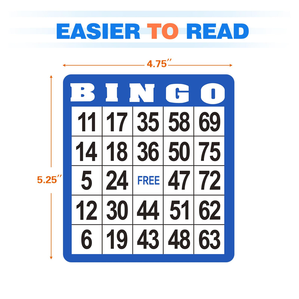 GSE Games & Sports Expert 50-Pack Multi-Color Bingo Game Cards with Easy Read Numbers, Reusable Paper Bingo Sheets for Large Groups, Family/Friend Parties