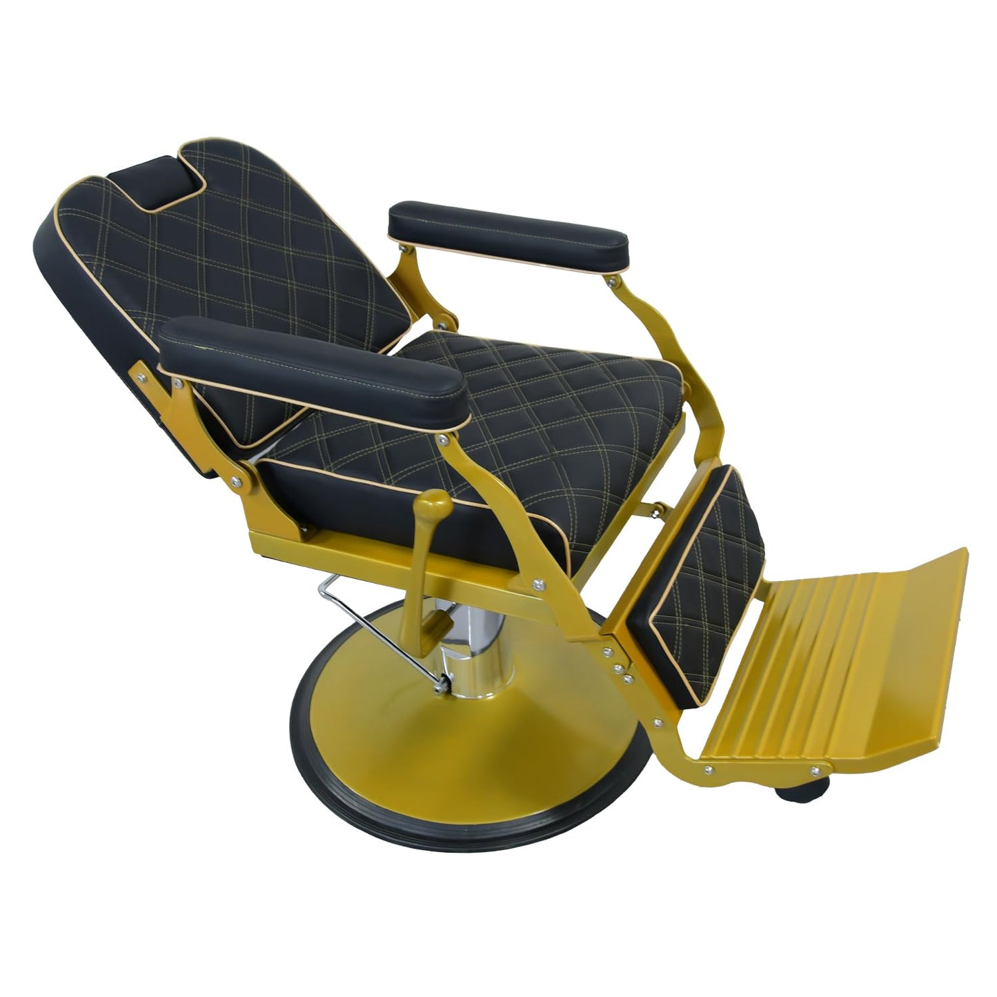 Lilfurni Heavy Duty Vintage Barber Chair,Hydraulic Salon Chair with Headrest for Hairdressers Heavy Tattoo Shampoo Beauty Salon Equipment(Golden)