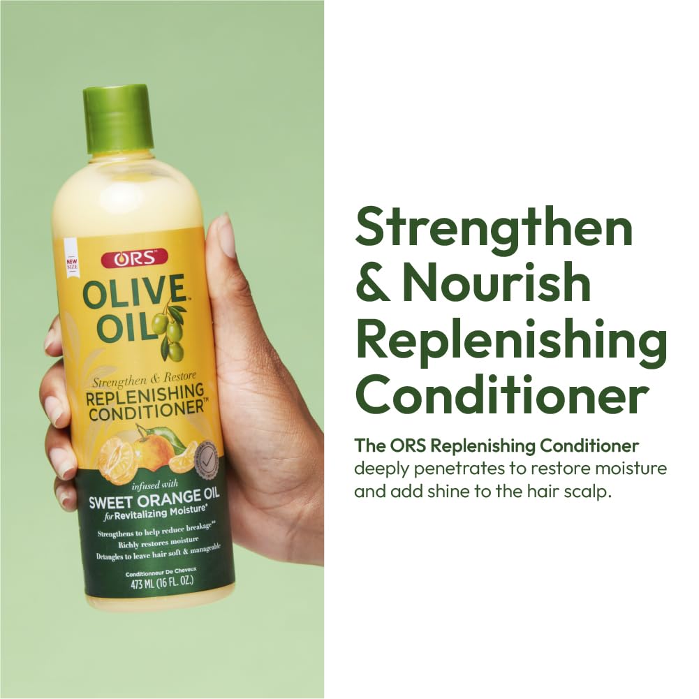 ORS Olive Oil Strengthen & Nourish Replenishing Conditioner infused with Sweet Orange Oil for Revitalizing Moisture 12.25 Ounce