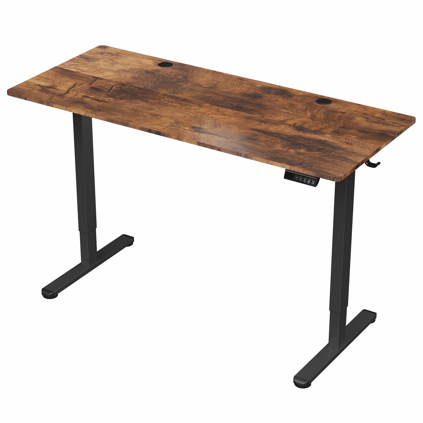 VIVO Electric 55 x 24 in Standing Desk, Memory Height Adjustment, Rustic Vintage Brown Top Black Frame, DESK-E155TN