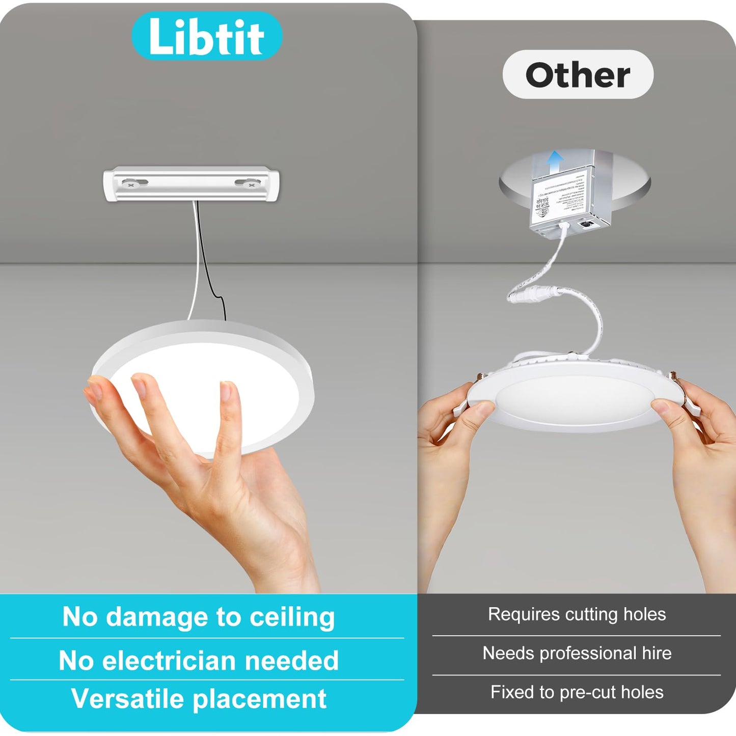 libtit 4Pack 4.7 Inch Small LED Ceiling Lights Flush Mount, 3000K 4000K 6500K Adjustable, 7W 700LM White Round Disk Light Fixture for Closet Basement Bathroom Hallway Kitchen Office Garage