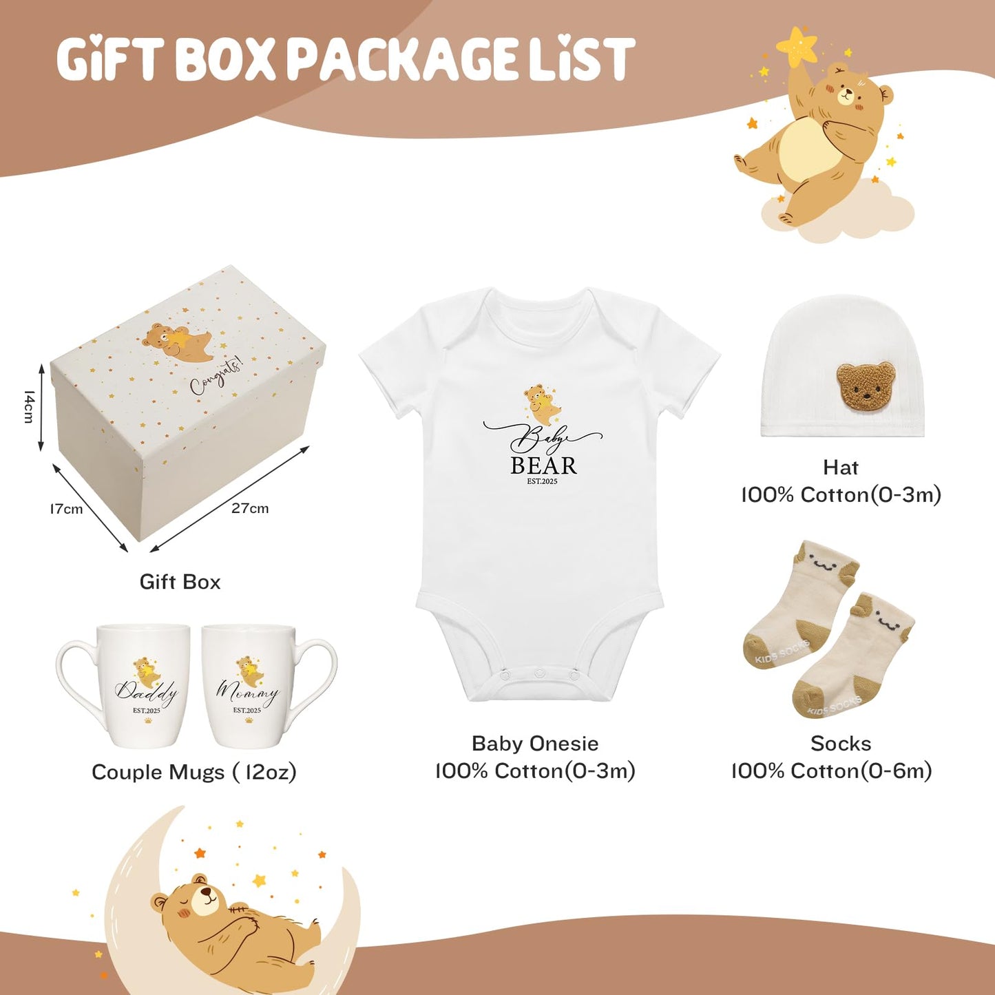 AW BRIDAL New Mom Gifts for Women, Pregnancy Gifts for New Parents First Time Moms, 2025 Gender Reveal Gift with Mom and Dad Coffee Mugs for Expecting Parents to Be, Baby Shower