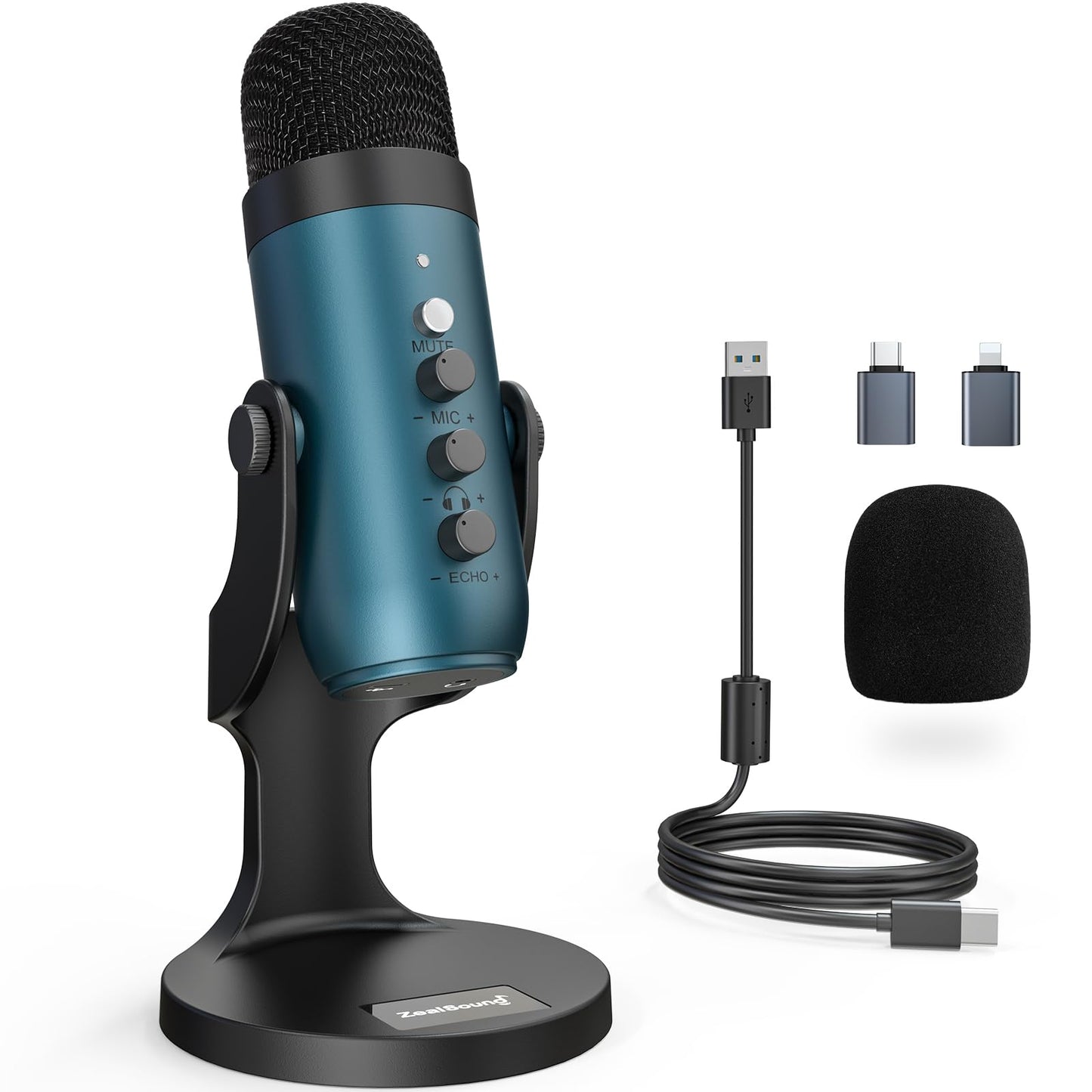 ZealSound USB Condenser Microphone,Computer PC Gaming Mic,Plug&Play Microphones for PS 4&5.Monitor Adjust&Volume Control,Mic Gai