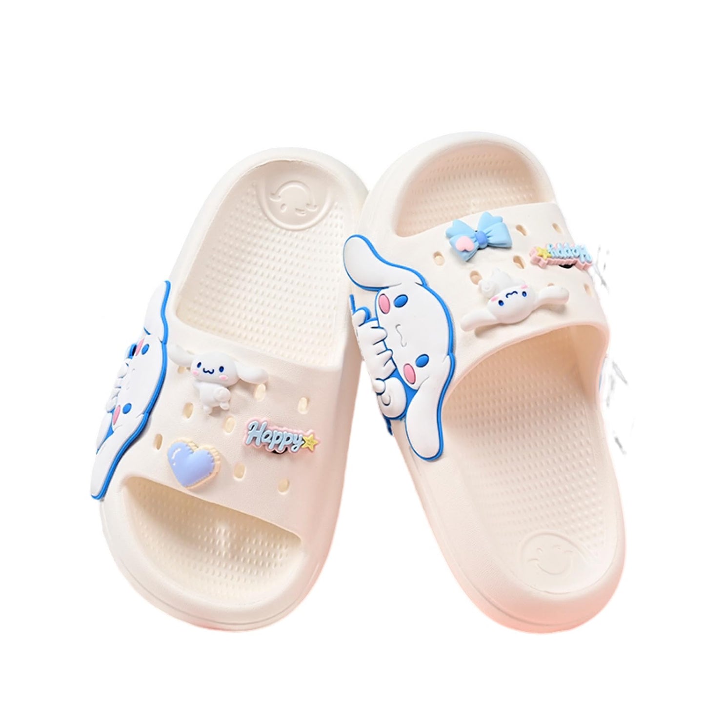 Girls Slippers Cute Cartoon Slides Lightweight Non-Slip Sandals Quick-Drying Shower Slides Shoes for Beach Swimming Pool Home, Big Kid 2-3 (White)