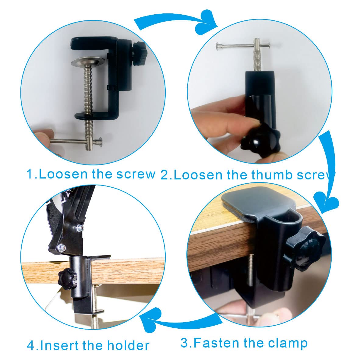 Replacement Heavy Duty C Clamp For 1/2 Base Magnifying Lamp,Desk Lamp,Swing Arm Lamp,Phone I Pad Mount,Tablet Mic Holder,Tabl