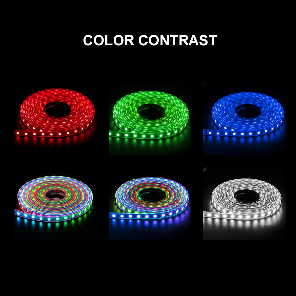 BTF-LIGHTING WS2812B IC RGB 5050SMD Pure Gold Individual Addressable LED Strip 16.4FT 300LED 60Pixel/m Flexible Full Color IP65 DC5V for DIY Chasing Color Project(No Adapter or Controller)