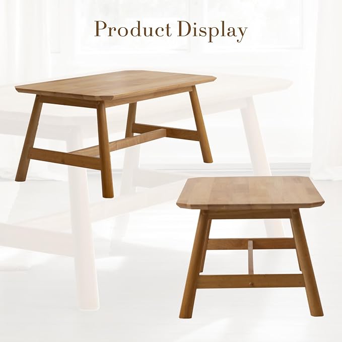 HEAH-YO 35.5” Coffee Table, Rectangle Coffee Tables with Wood Legs for Living Room Bedroom, Natural Wood Color