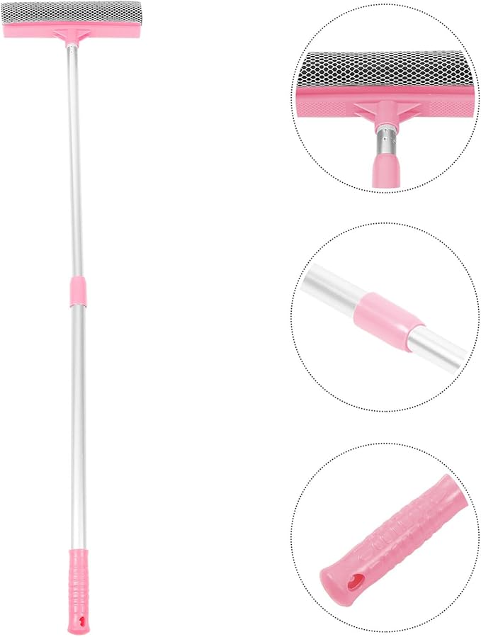 BESPORTBLE Extendable Window Cleaning Squeegee with Detachable Double-Sided Scrubber for Glass and Mirror Plastic Blade with Ergonomic Handle for Bathroom Kitchen Balcony Use Telescopic Pole