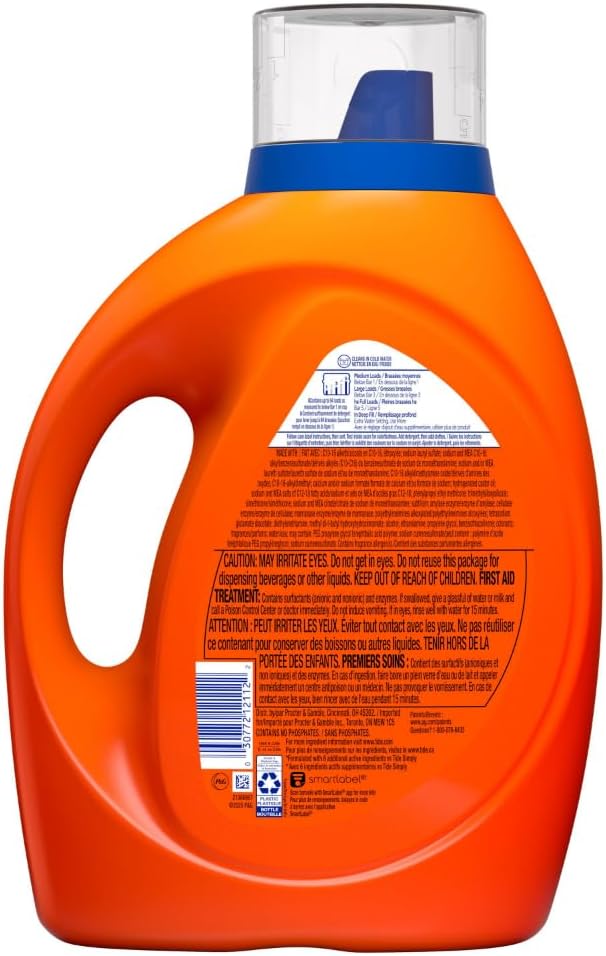 Tide Laundry Detergent Liquid, Clean Breeze Scent, 64 Loads, 80 fl oz, Works on 100% of Common Stains