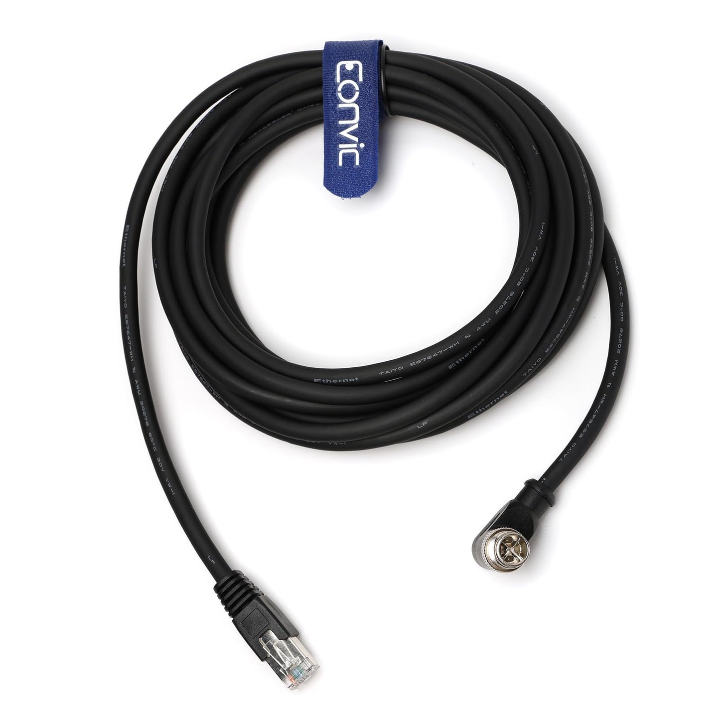 Eonvic Ethernet Cable M12 X-Type Right Angle 8 Position To Rj45 Industrial Ethernet Cable Waterproof High Flex Cable For Cognex
