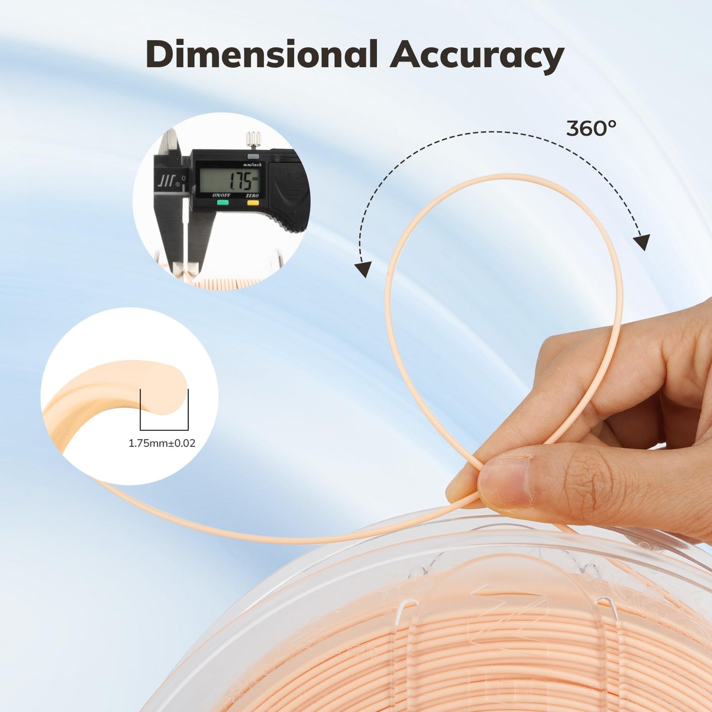 AMOLEN 3D Printer Filament PLA, True High Speed 600mm/s 1.75mm PLA Filament Peach Fuzz (Flesh color)PLA, 1KG/2.2lb, Dimensional Accuracy +/- 0.02 mm, Smooth & Non-Tangle, Fits for Most FDM 3D Printer