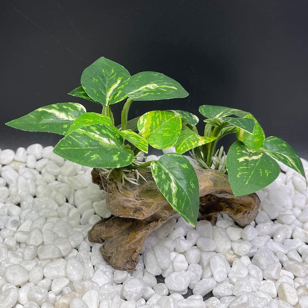 Smoothedo-Pets Fish Tank Decorations Aquarium Decor Ornaments Betta Silk Leaf pad Hammock Artifical Driftwood cave Goldfish Bowl Accessories (Type-C)