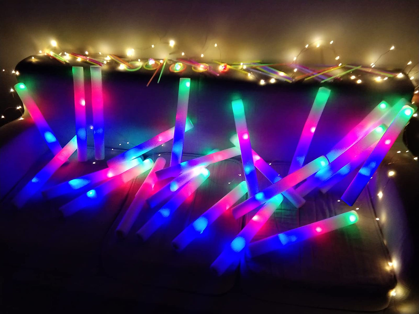 ColorHome Glow Sticks Bulk-12 Pcs Light up Foam Sticks with 3 Modes Colorful Flashing Effect, Led Lights Glow in The Dark Party Supplies for Wedding Concert Raves Halloween Christmas