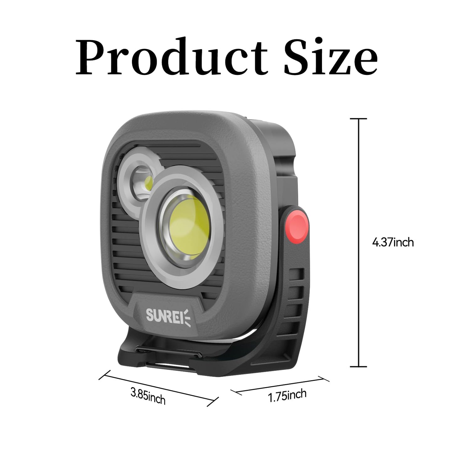 LED Rechargeable Magnetic Work Light SUNREI Mechanic Light Power Bank 180° Rotating,1500LM, 6 Modes,Magnetic&Hook, IPX5 Waterproof, Magnetic Flashlight for Camping, Car Repairing(Gary)