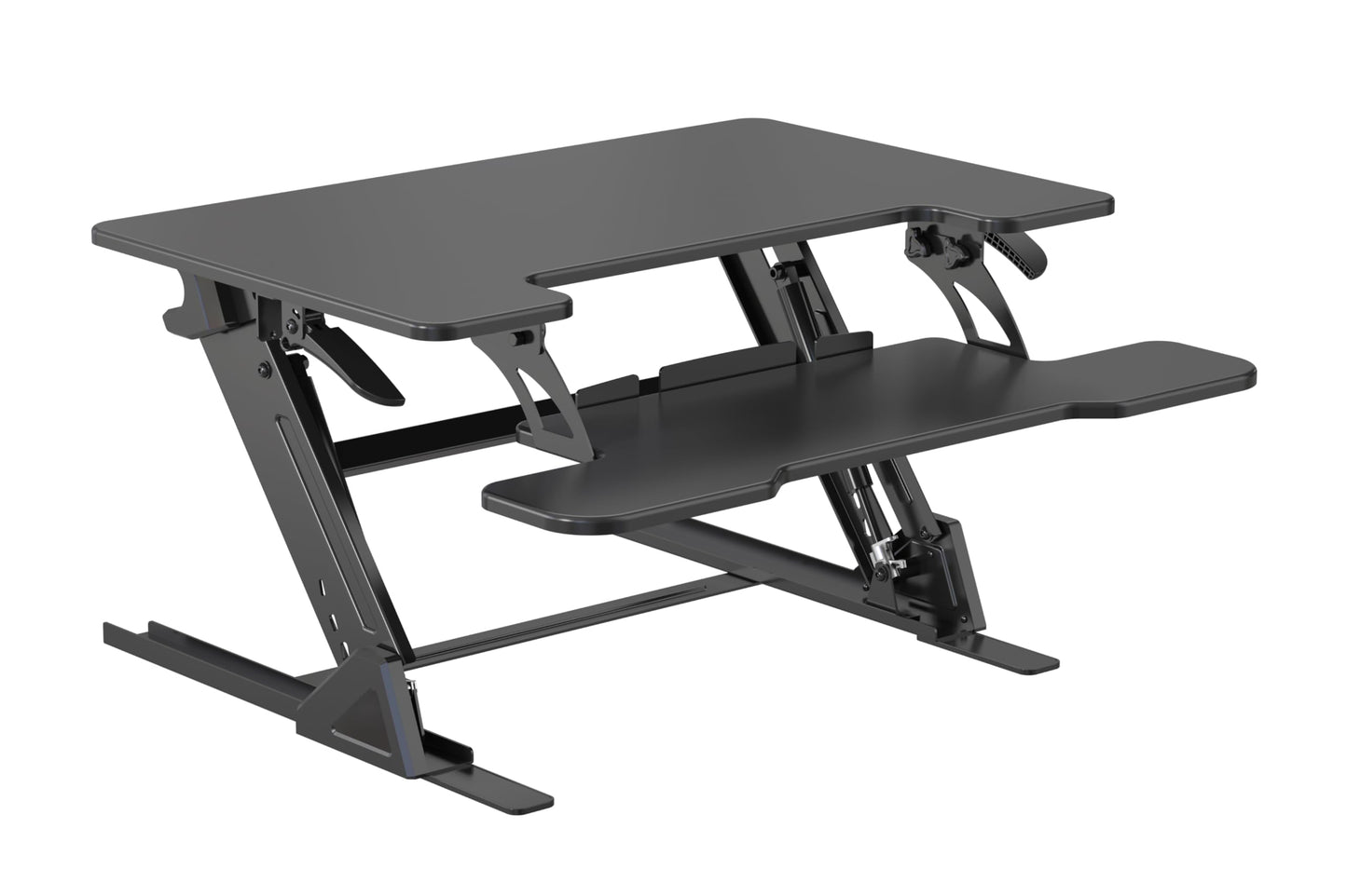 NSY Audio Standing Desk Converter 32 x 24 Inches - Height Adjustable Sit to Stand Riser with Keyboard Tray, Ergonomic Workstation for Home Office, Black