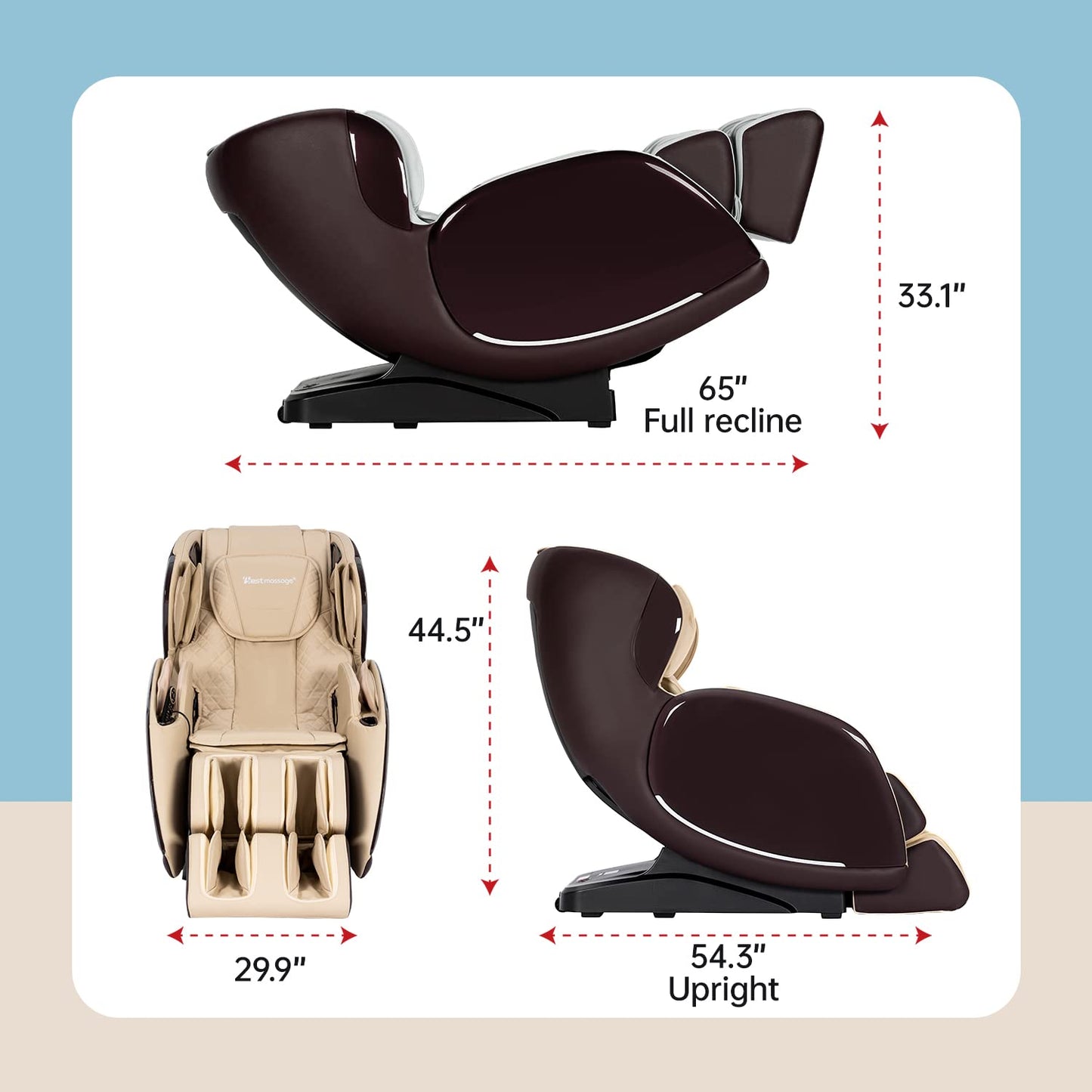 Massage Chair Full Body, SL-Track Electric Shiatsu Zero Gravity Massage Chair Recliner with Heating Back,Bluetooth,Foot Roller and Air Massage System Paint Baking Process for Home Office (Brown)