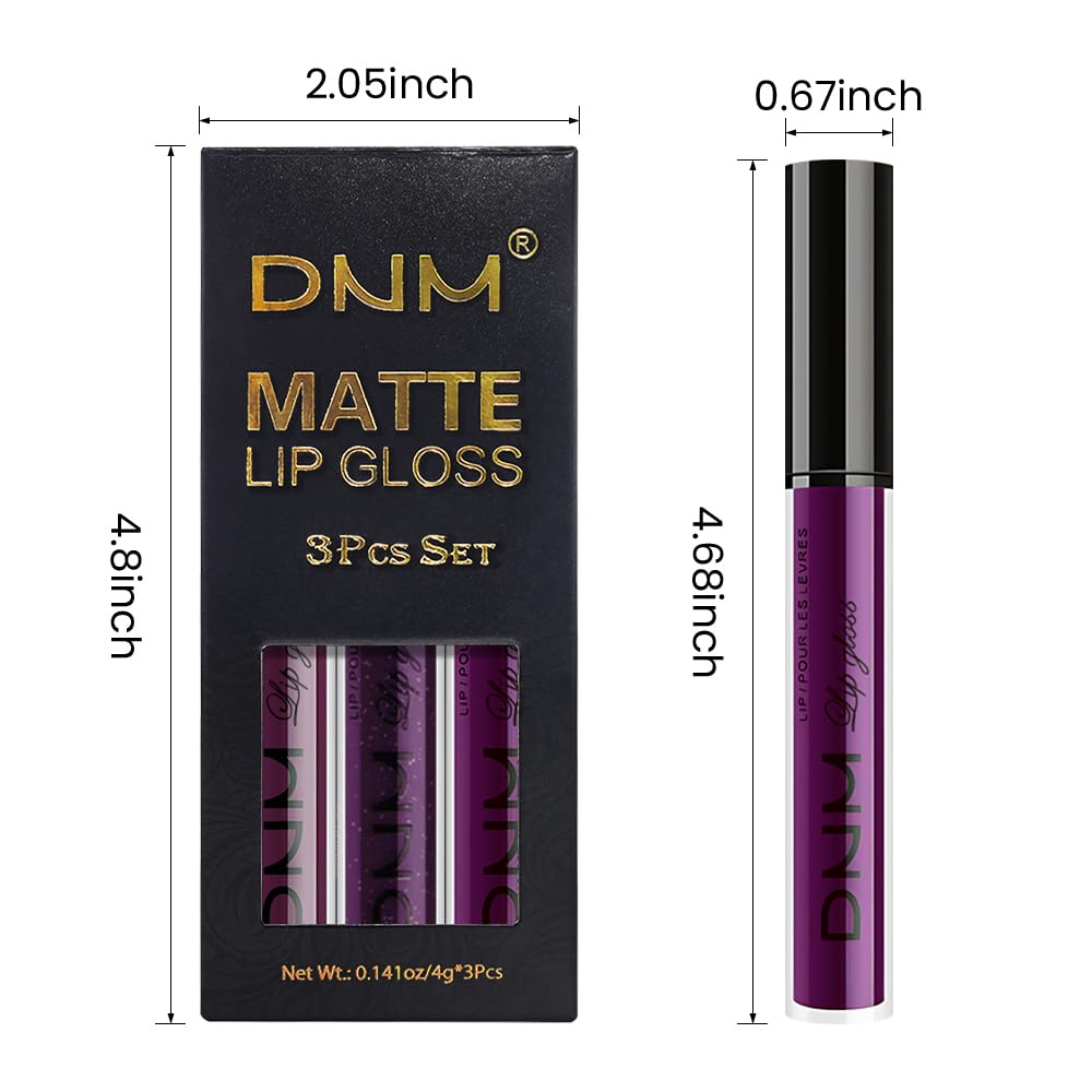 evpct 3Pcs Burgundy Red Dark Purple Matte Liquid Lipstick Lip Stain Sets for Women, Matte Lipstick Long Lasting Waterproof Permanent 24 Hours original, Magic Lip Sticks Pack for Halloween Daily Makeup