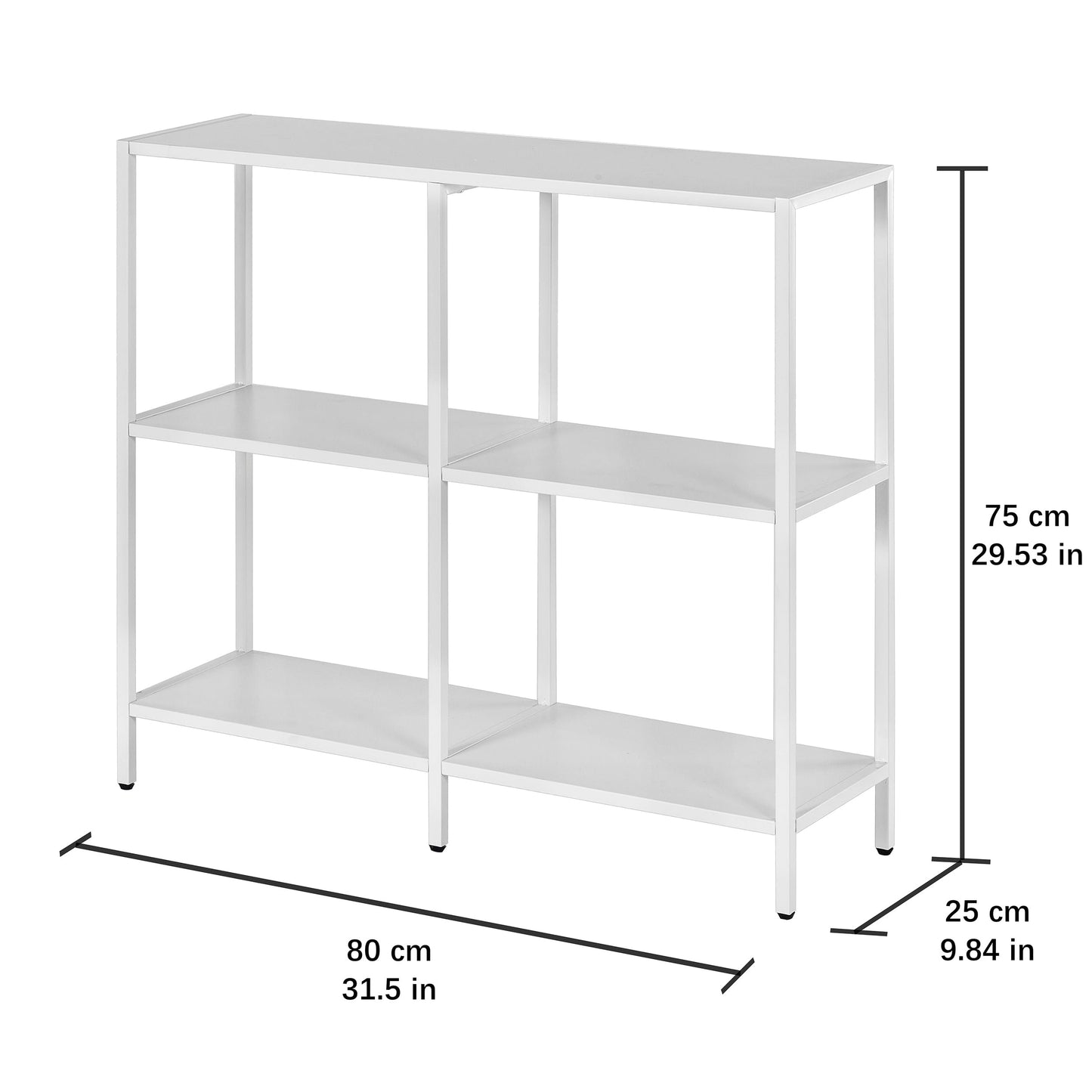 HDANI 31.5 Inch Metal Console Table with 3 Tier Strage Shelves,Narrow Entryway Table,Modern Sofa Tables for Entryway, Living Room,Bedroom,White