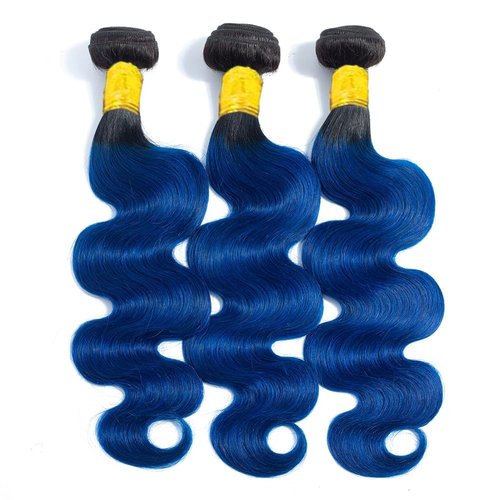 Habiliana Bundles Human Hair 18 20 22 Inch Body Wave T1B Blue Human Hair Bundles 11A Unprocessed Brazilian Virgin Quick Weave Hair Extensions for Black Women