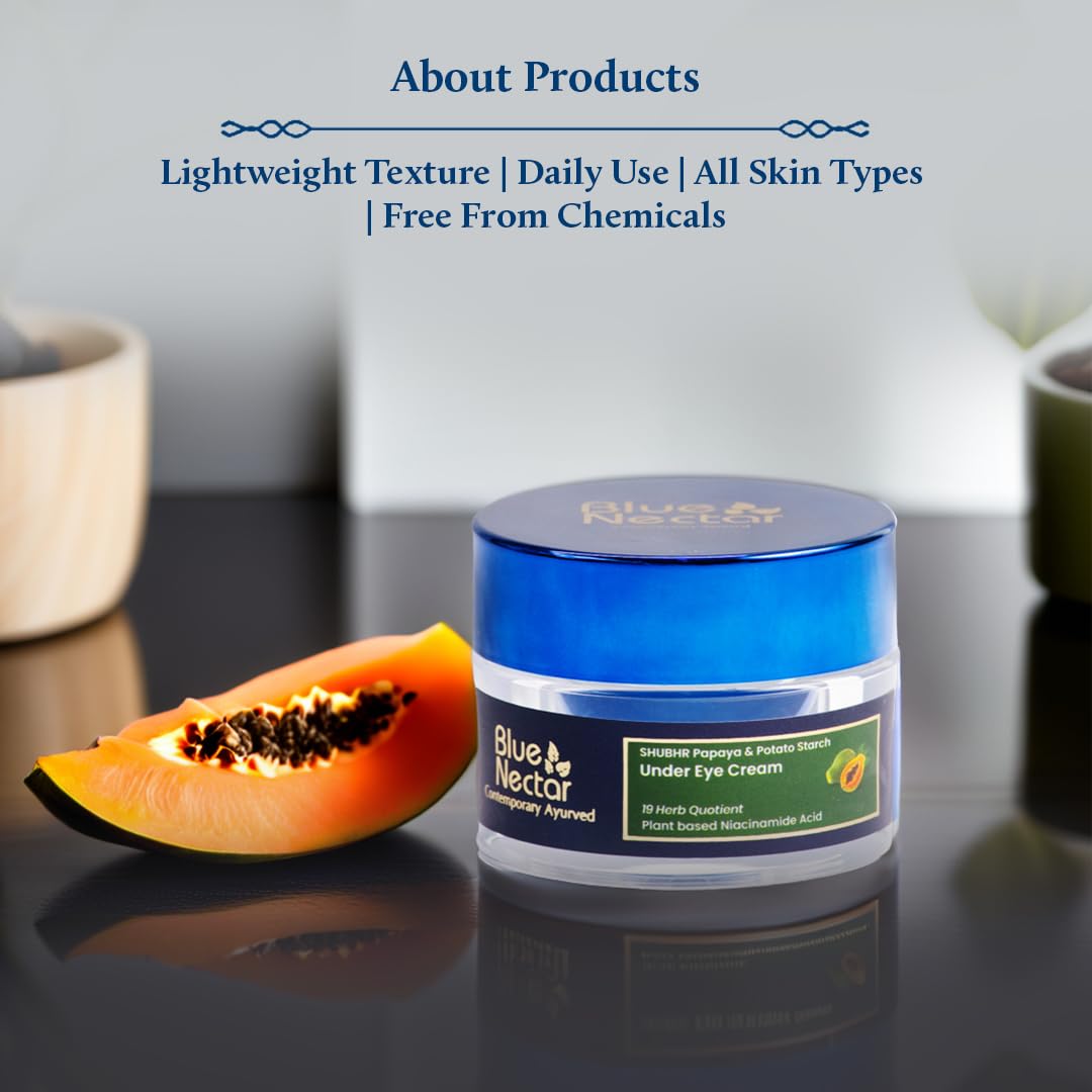 Blue Nectar Shubhr Under Eye Cream for Dark Circles with Papaya, Potato Starch & Niacinamide | Best Under Eye Cream for Men | Ey