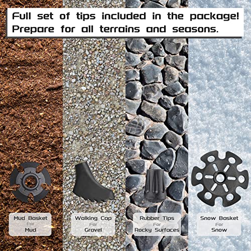 TheFitLife Trekking Poles Accessories Set - Rubber Replacement Pole Tip Protectors Fit Most Standard Hiking, Walking Poles...