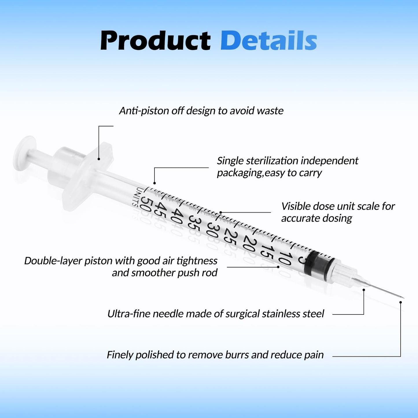 0.5ml 30 Gauge 0.5cc 30G 5/16 Inch 8mm Disposable U-100 Lab Supplies, Box of 100