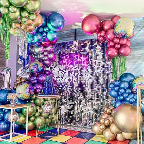 PartyWoo Metallic Balloons 66pcs 12 Inch Metallic Blue Silver Gold Purple Pink Green Rose Gold Latex Balloons for Baby Sho...