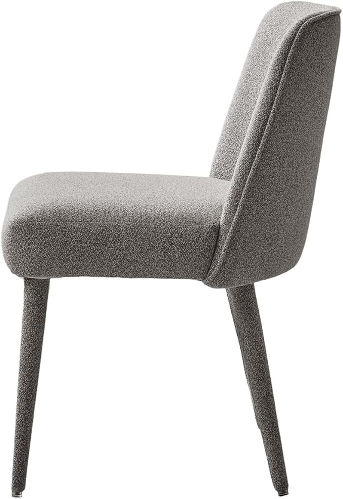 HULALA HOME Modern Dining Chairs Set of 2,Gray Fully Chenille Upholstered Dining Room Chairs Set with Foot Peg, Solid Wood Frame, Armless Kitchen Accent Chairs for Living Room Bedroom Reception