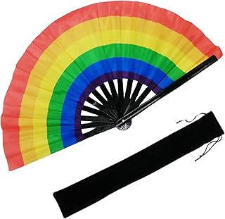 YKuzLx 13‘’ Large Rave Fan for Men Women, Popping Fan for Line Dancing, Decorative Folding Hand Fan for Party, Home Decora...