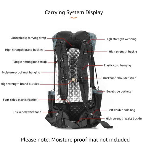 MOXIHIKE 3FULGEAR QiDian Hiking Backpack for Men Women 56L(40+16) Lightweight Outdoor Camping Bag Trekking Daypack (Grey)