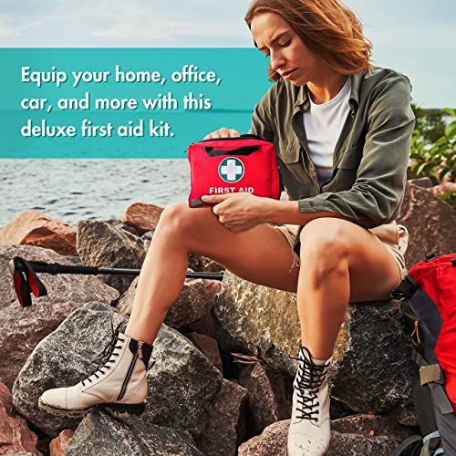 General Medi First Aid Kit -309 Pieces- Reflective Bag Design - Including Bandages, Moleskin Pad and Emergency Blanket for...