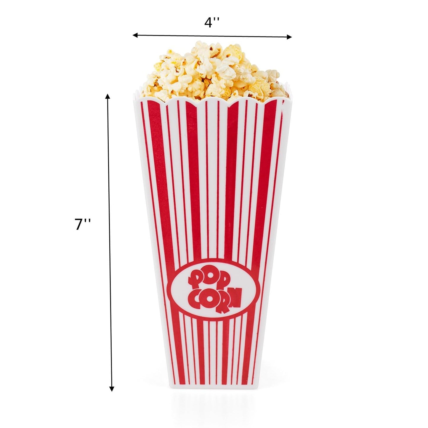 Tebery 21 Pack Plastic Open-Top Popcorn Boxes Reusable Popcorn Containers - 7.7" Tall x 4" Square