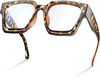 livho Oversized Blue Light Blocking Glasses for Woman and Men - Rectangle Fashion Glasses for Computer, Chic Preppy Frame