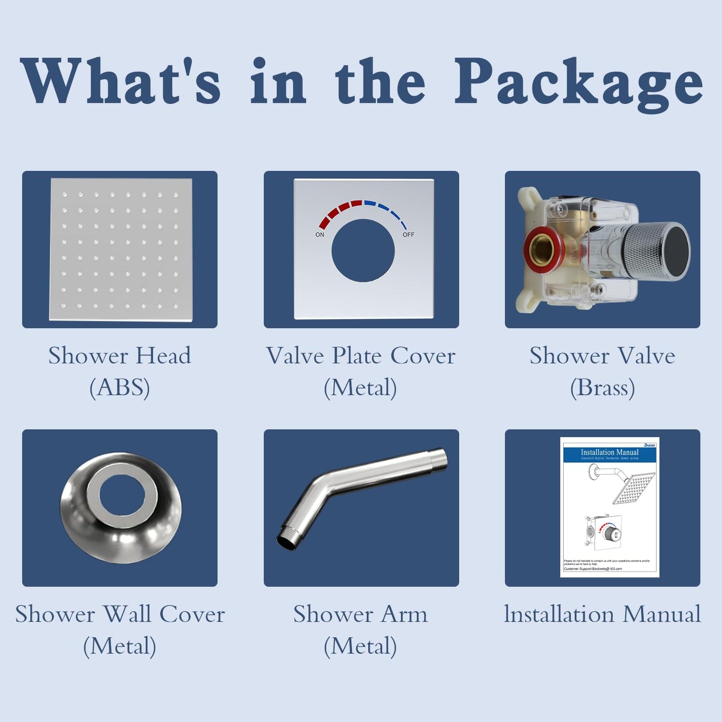6 Inch Digital Display Shower Head System 6 Inch Head with Valve Shower System with Valve Bathroom Bath System (Matte Black)