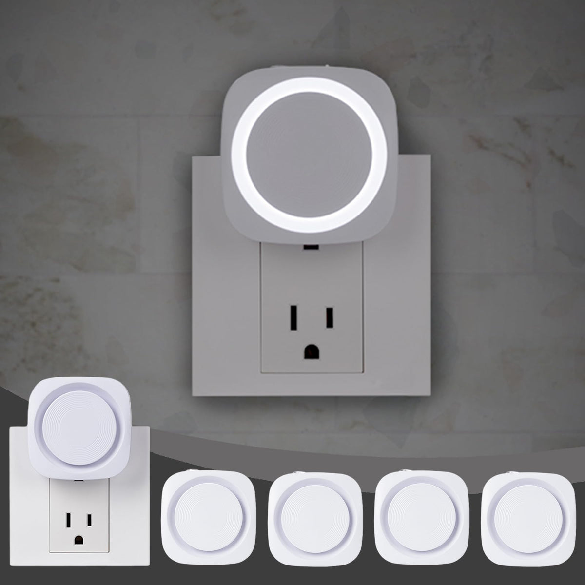White Night Lights Plug in to Wall,4 Packs Dimmable Night Light with Auto Dusk to Dawn Sensor,Soft Glow Night Light for Bathroom, Bedroom,Hallway, Stairs, Kitchen,White