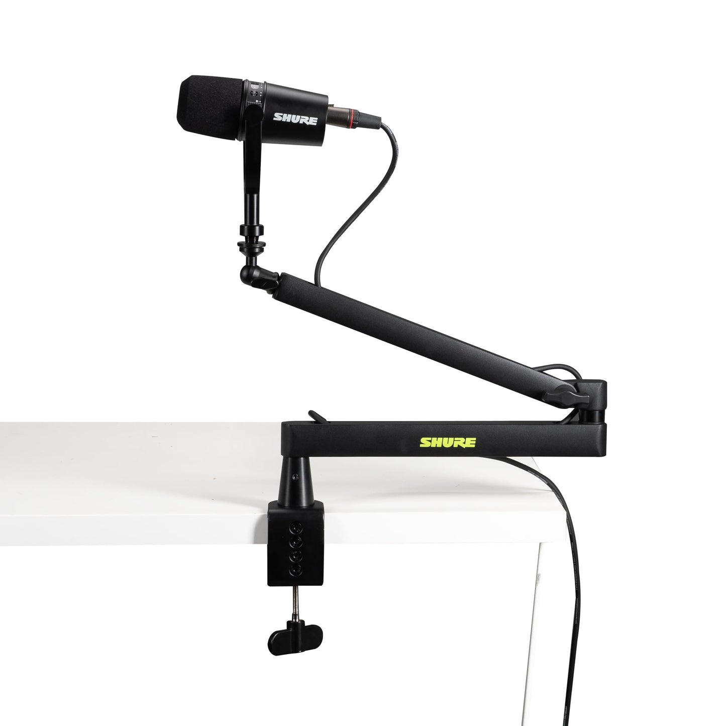 Shure by Gator Premium Low-Profile Desktop Mic Boom Stand; Fully Adjustable for Podcast, Streaming, and Home Office Setups (SH-B