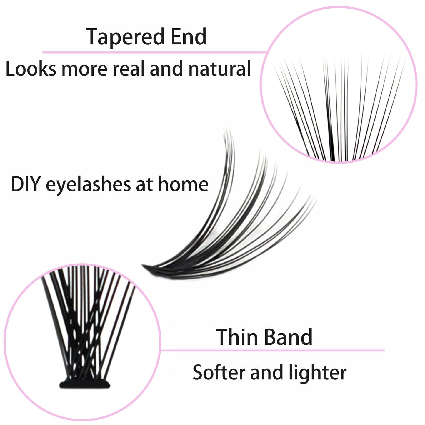 Eyelash Clusters LAUBESS Lash Clusters Individual Lashes Cluster Eyelash Extensions DIY at Home Waterproof Cluster Lashes (20D-D