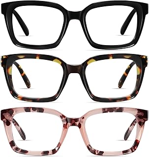 XVXV Reading Glasses for Women Men - Blue Light Blocking Readers Oversize Oprah Square Anti Glare/Eyestrain Spring Hinge