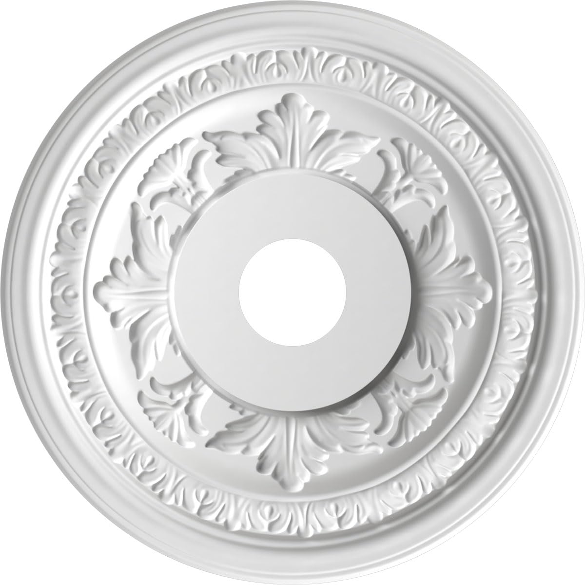 Ekena Millwork Cmp19Badru Baltimore Thermoformed Pvc Ceiling Medallion (Fits Canopies Up To 7 3/4), 19Od X 3 1/2Id X 1P, Univers