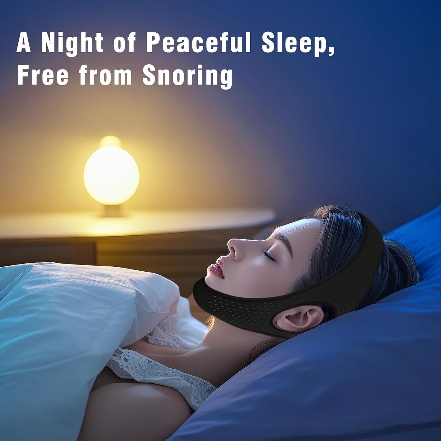Chin Strap for Sleeping, Effective Anti Snoring Devices, Airflow Jaw Strap for Sleep Apnea Breathable and Comfortable, Adjustable Anti Snoring Chin Strap for Men and Women
