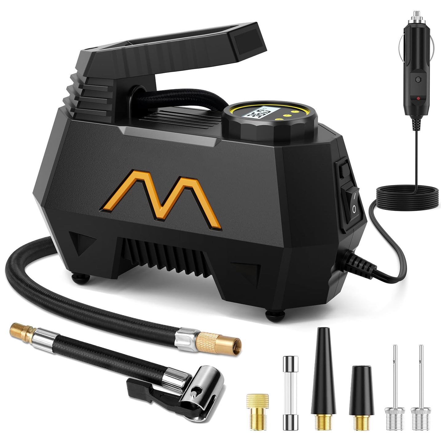 Motorenbau Tire Inflator Portable Air Compressor, 150PSI Tire Air Pump for Car Tires, Car Accessories, Auto Pump 12V DC with Dig