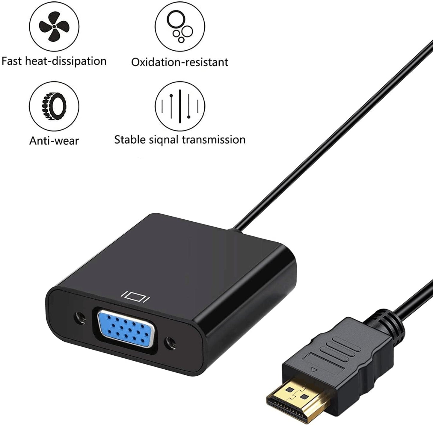 Hdmi To Vga Adapter 5 Pack, Gold-Plated Hdmi To Vga Converter (Male To Female), Compatible For Computer, Laptop, Pc, Monitor, Pr