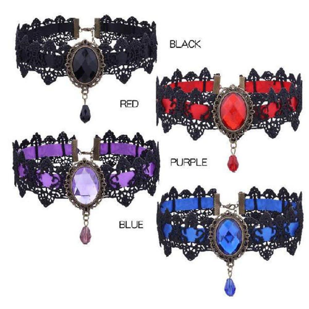 AOCHEE Black Lace Choker Necklace Lace Gothic Choker for Women for Halloween Weeding Costume Party Prom Vampire Choker (Green)