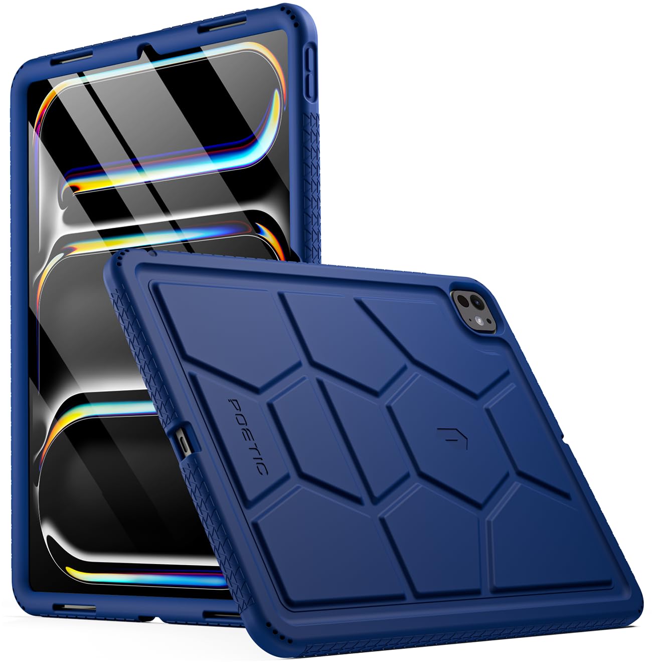 Poetic TurtleSkin Case for iPad Pro 13 Inch 2024 M4 7th Gen Heavy Duty Shockproof Rugged Kids Friendly Drop Protection Silicone Cover Case Navy Blue-New