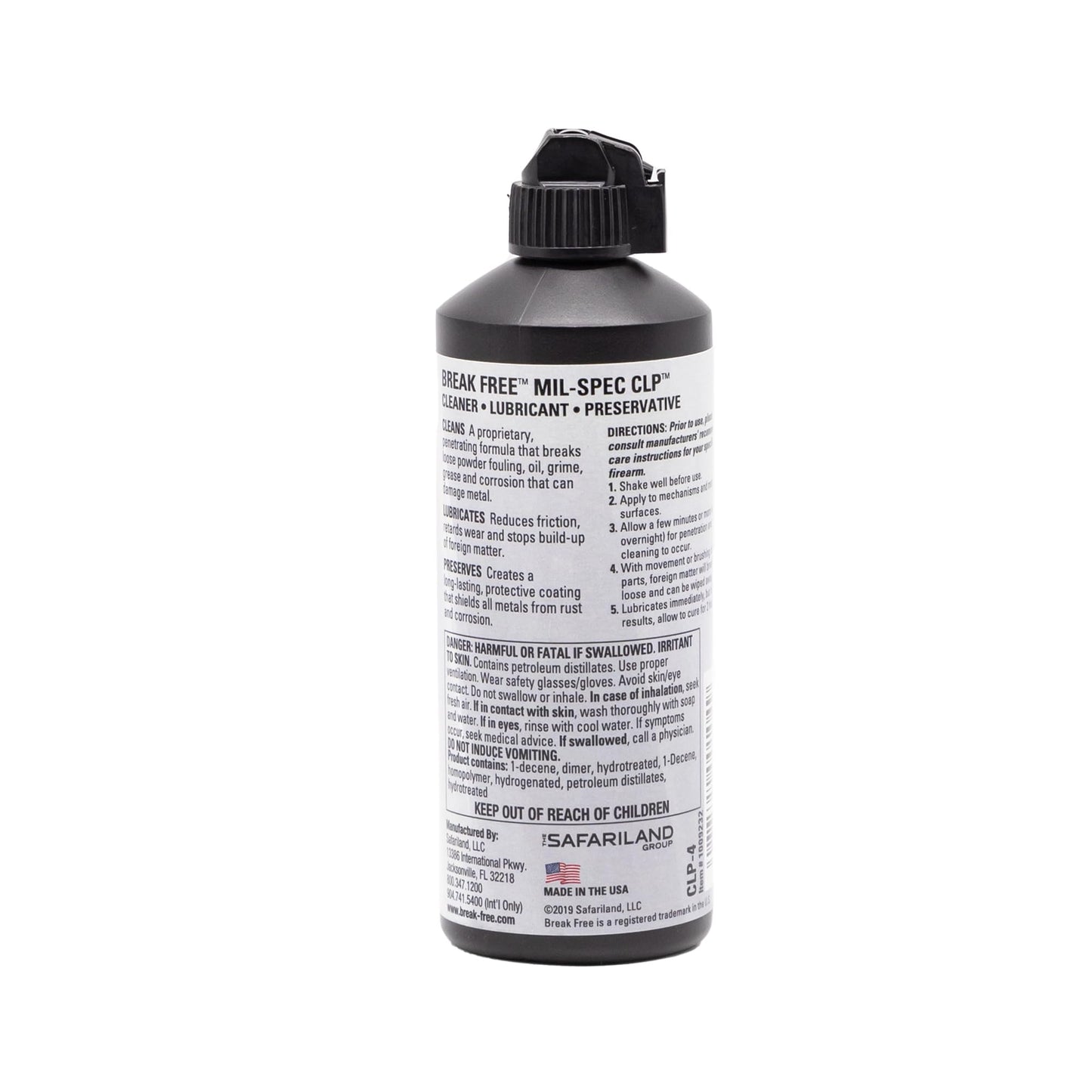Break Free CLP Cleaner Lubricant and Preservative All in One Gun Cleaner, CLP-4, Squeeze Bottle, Synthetic Oil, 4 Ounces
