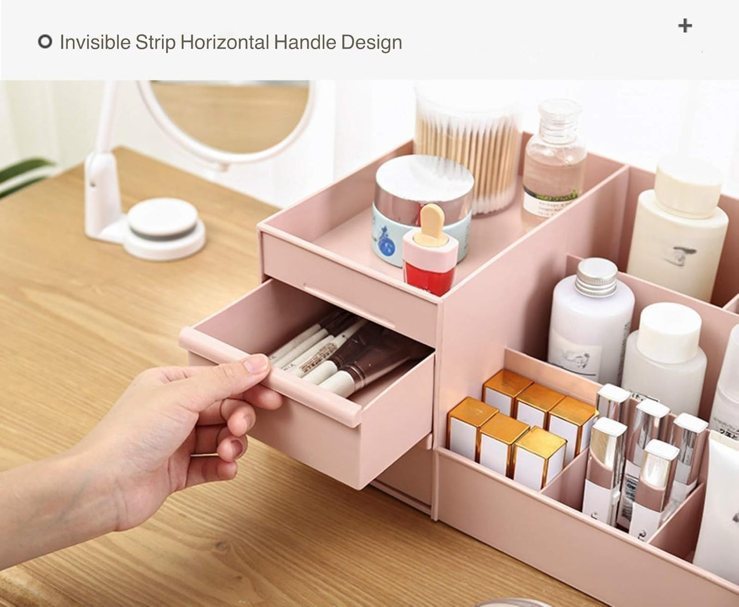 Simbuy Makeup Organizer for Vanity- Bathroom Countertop Cosmetics Organizer with Drawers for Lipstick, Brushes, Lotions, Eyeshad
