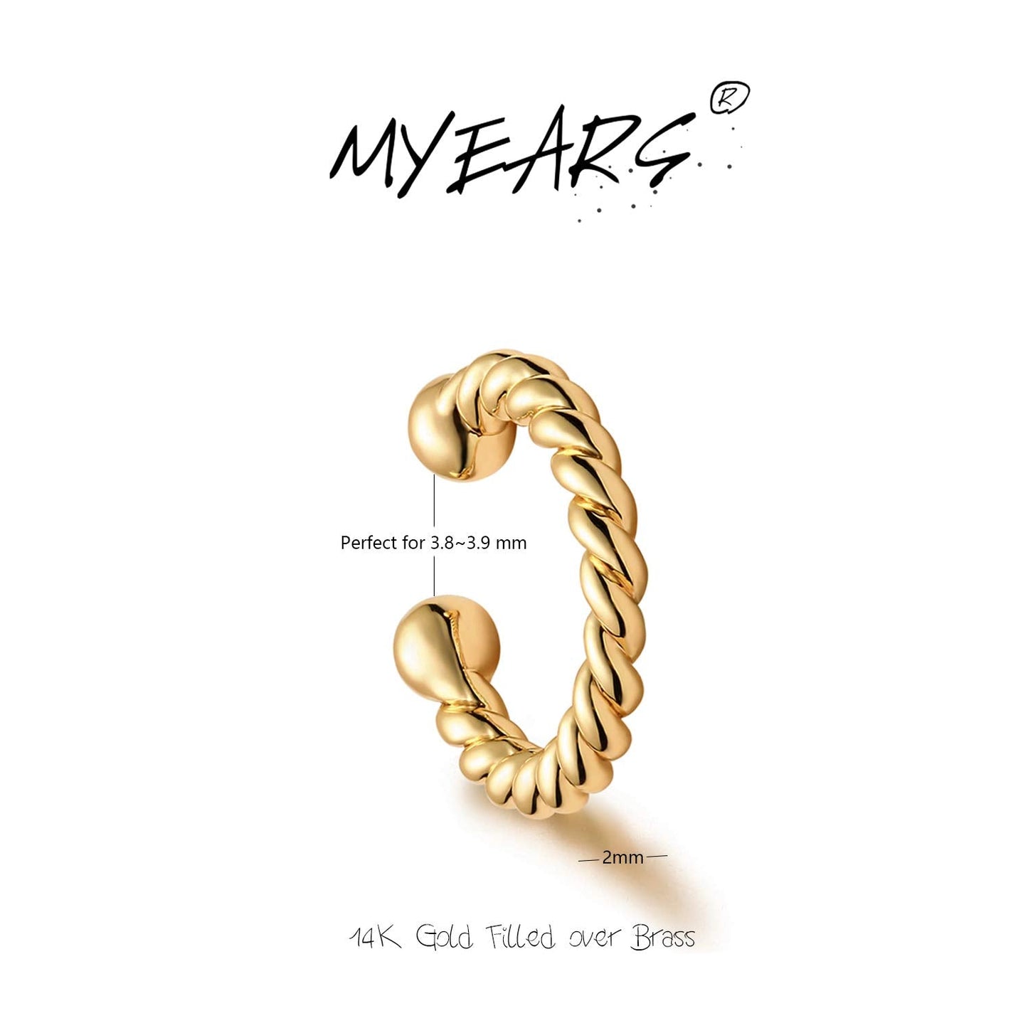 MYEARS Women Ear Cuff Earring Gold Non Pierced Ear Cartilage Twisted Sleeper Clip on Wrap Hoop 14K Gold Filled Tiny Boho Beach S