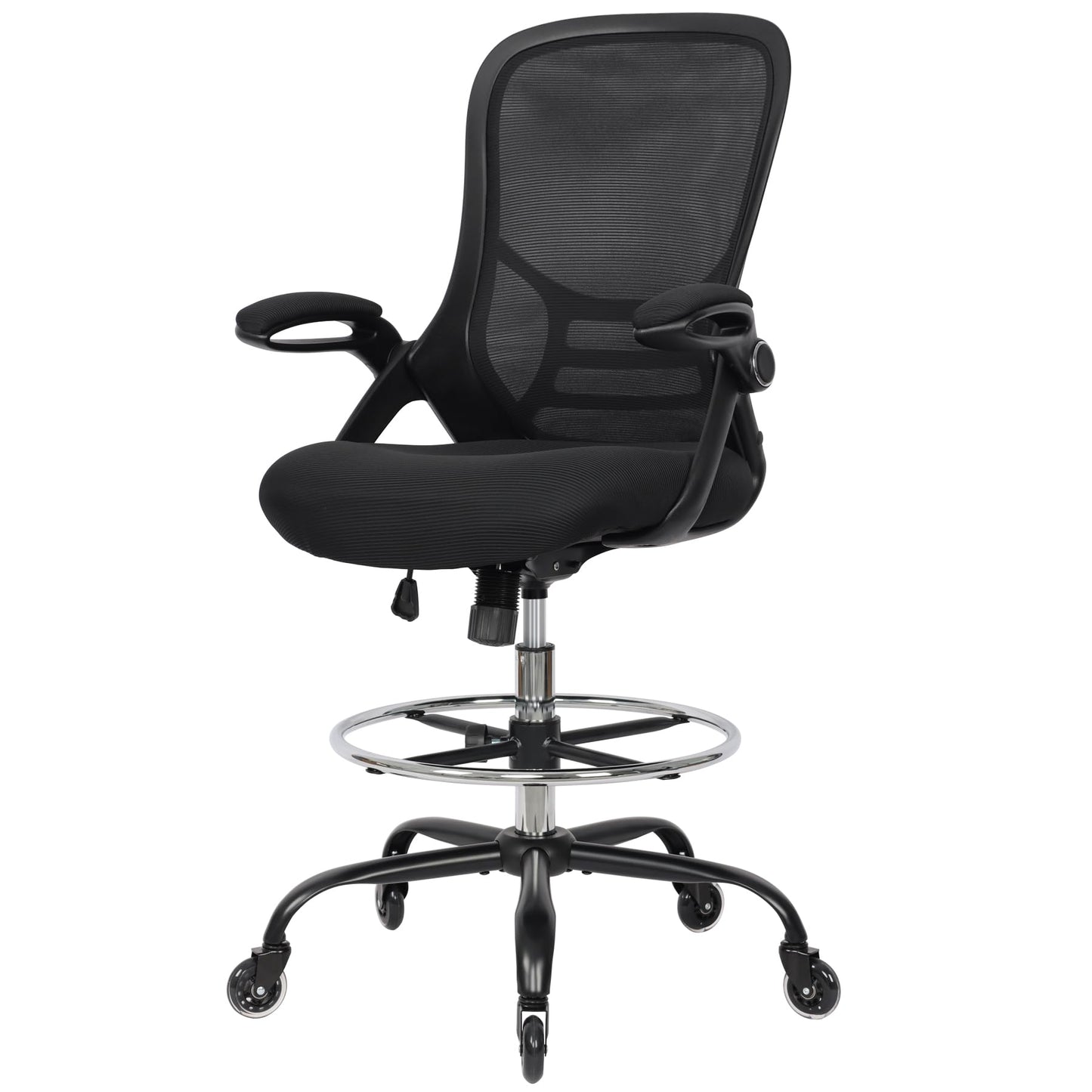 HYLONE Drafting Chair Adjustable, Tall Office Chair Lumbar Support Ergonomic Standing Desk Chair Heavy Duty Tall Drafting Stool for Artists with Footrest Home Office Drafting Stool